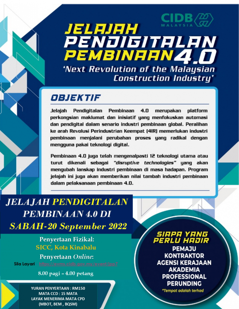 JELAJAH PENDIGITALAN PEMBINAAN 4.0 DI ZON SABAH -Next Revolution of the Malaysian Construction Industry